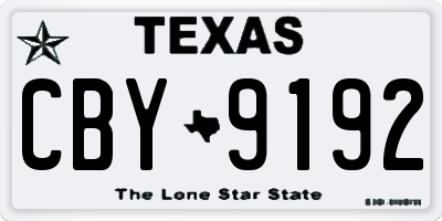 TX license plate CBY9192