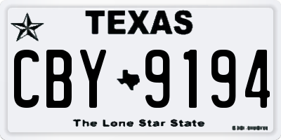 TX license plate CBY9194