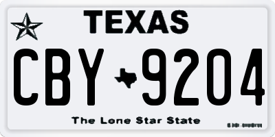 TX license plate CBY9204