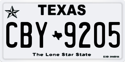 TX license plate CBY9205