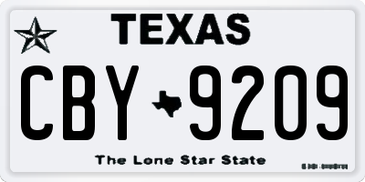 TX license plate CBY9209