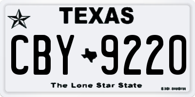 TX license plate CBY9220