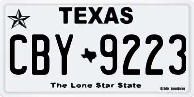 TX license plate CBY9223