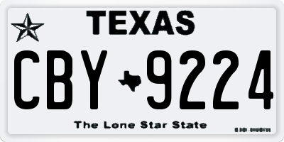 TX license plate CBY9224