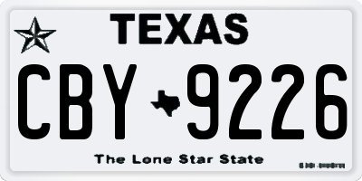 TX license plate CBY9226