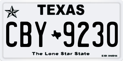 TX license plate CBY9230