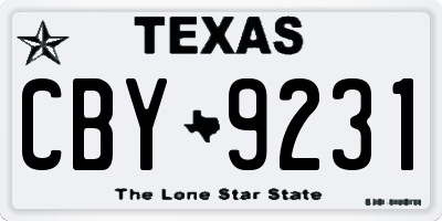 TX license plate CBY9231