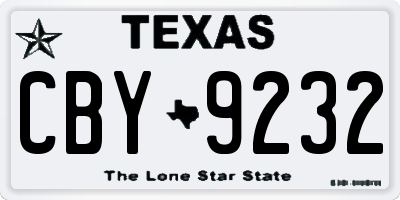 TX license plate CBY9232