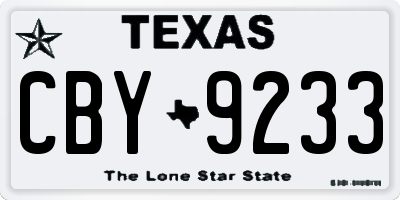 TX license plate CBY9233