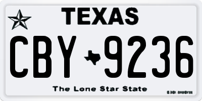 TX license plate CBY9236