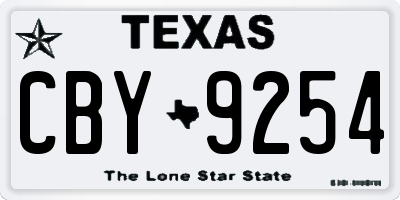 TX license plate CBY9254