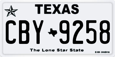 TX license plate CBY9258