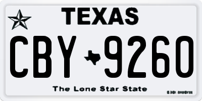 TX license plate CBY9260
