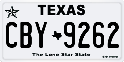TX license plate CBY9262