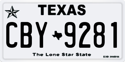 TX license plate CBY9281