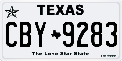 TX license plate CBY9283