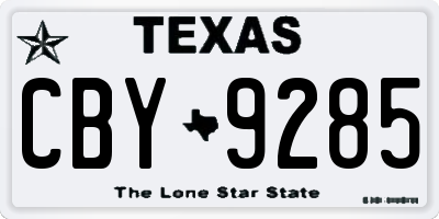 TX license plate CBY9285