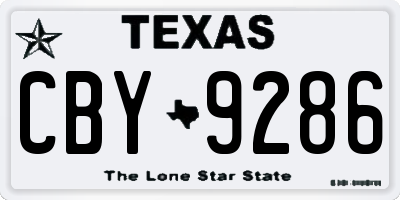 TX license plate CBY9286