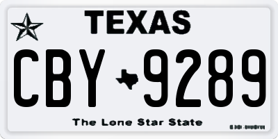 TX license plate CBY9289