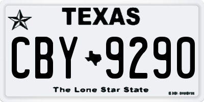 TX license plate CBY9290