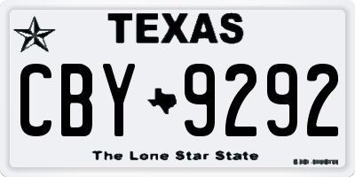 TX license plate CBY9292