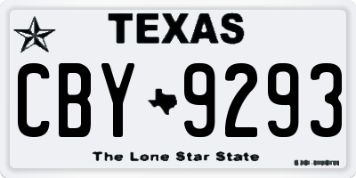 TX license plate CBY9293