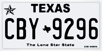 TX license plate CBY9296