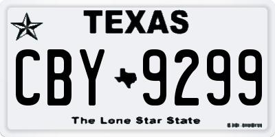 TX license plate CBY9299