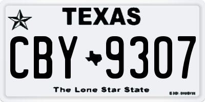 TX license plate CBY9307