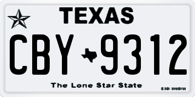 TX license plate CBY9312