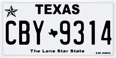 TX license plate CBY9314