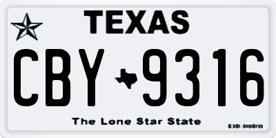 TX license plate CBY9316