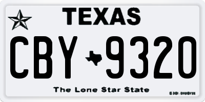 TX license plate CBY9320