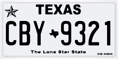 TX license plate CBY9321