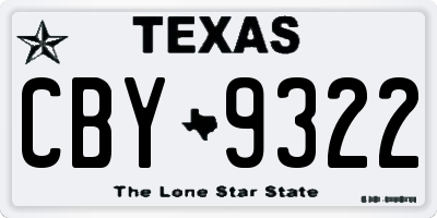 TX license plate CBY9322