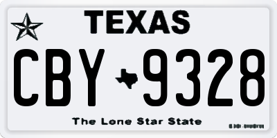 TX license plate CBY9328