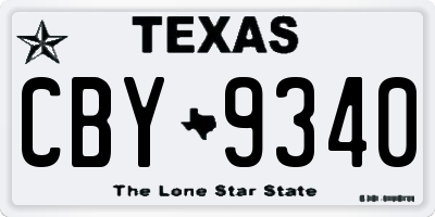 TX license plate CBY9340