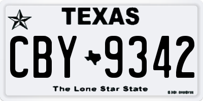 TX license plate CBY9342