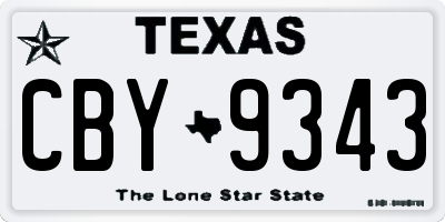 TX license plate CBY9343