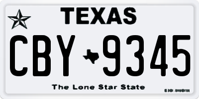 TX license plate CBY9345