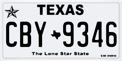 TX license plate CBY9346