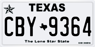 TX license plate CBY9364