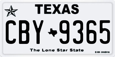 TX license plate CBY9365