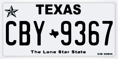 TX license plate CBY9367