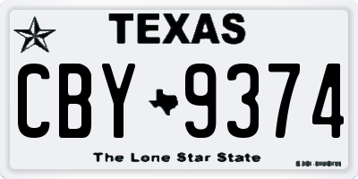 TX license plate CBY9374