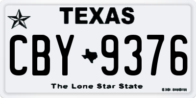TX license plate CBY9376