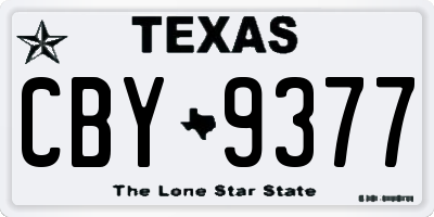TX license plate CBY9377