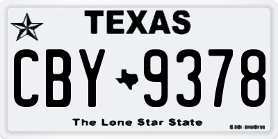 TX license plate CBY9378