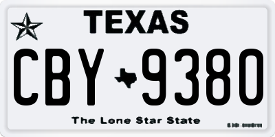 TX license plate CBY9380