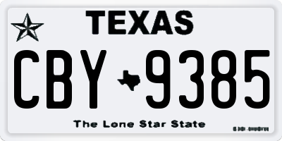 TX license plate CBY9385